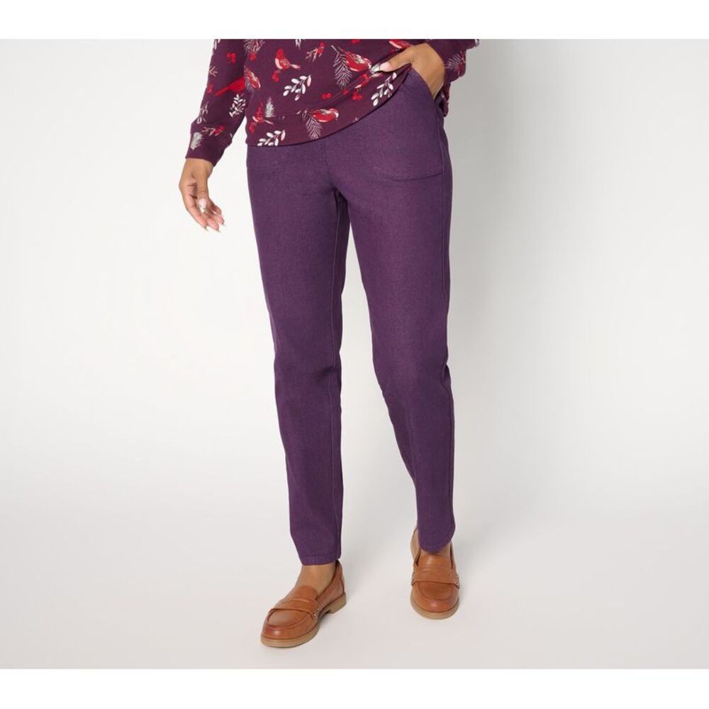 Denim & Co. Women's Pants Sz L Make Your Selection: Flat Front Purple A731192